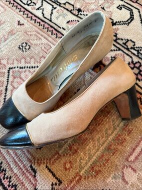 Chanel Inspired-  Suede with Chocolate Toe Cap